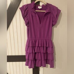 Cute Tiered Ruffle Mini Dress Purple By Sundays XS by wearesundays